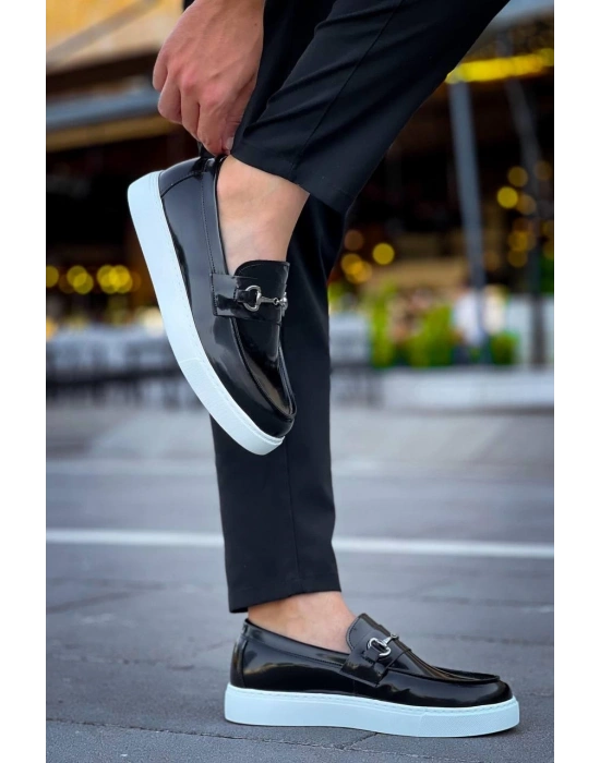 KB-027  Kuback Bağcıksız Siyah Rugan G Günlük Erkek Ayakkabı