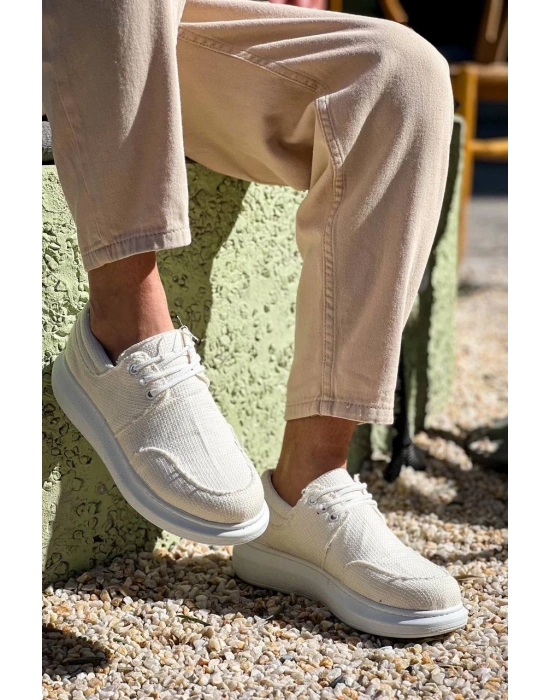 KB-042  Kuback Bağcıklı Beyaz Günlük Erkek Ayakkabı