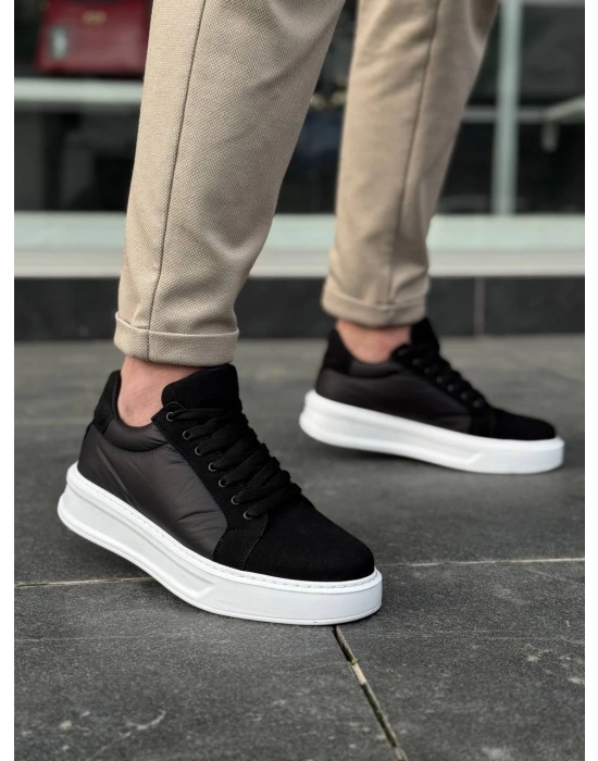 KB-046 Kuback Siyah Paraşüt Beyaz Yüksek Taban Günlük Spor Ayakkabı