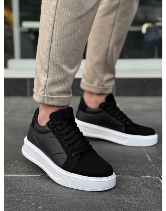 KB-046 Kuback Siyah Paraşüt Beyaz Yüksek Taban Günlük Spor Ayakkabı