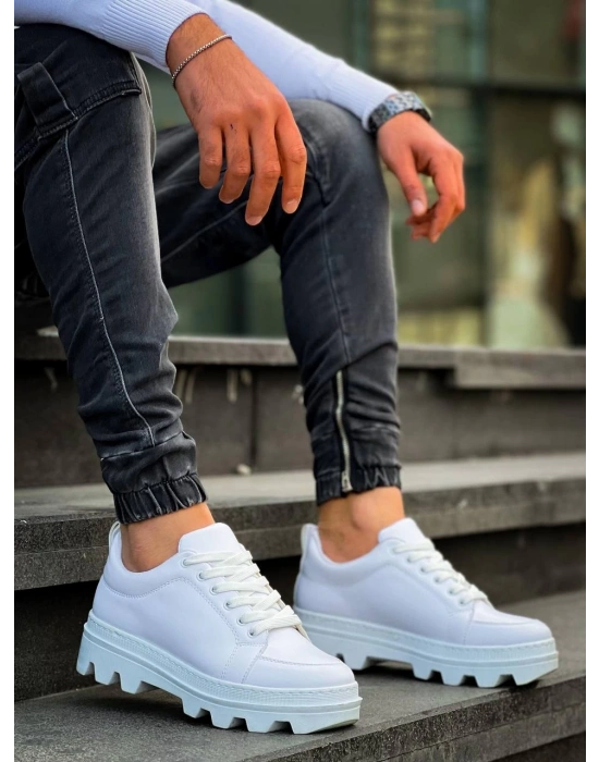 KB-056 Kuback Beyaz Cilt Beyaz Yüksek Taban Günlük Spor Ayakkabı