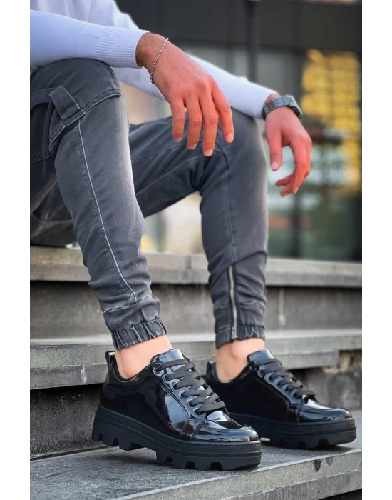 KB-056 Kuback Siyah Rugan Siyah Yüksek Taban Günlük Spor Ayakkabı