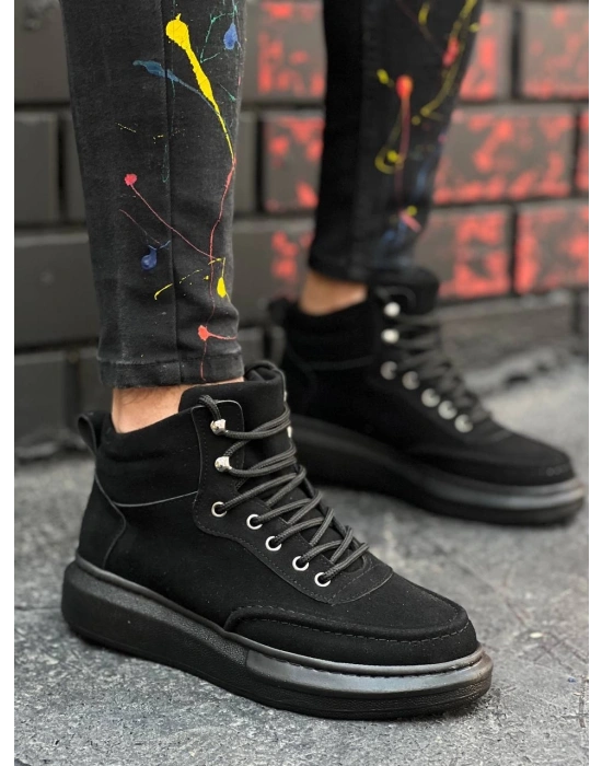 KB-0994  Kuback Siyah Süet Siyah Yüksek Taban  Erkek Bilek Bot