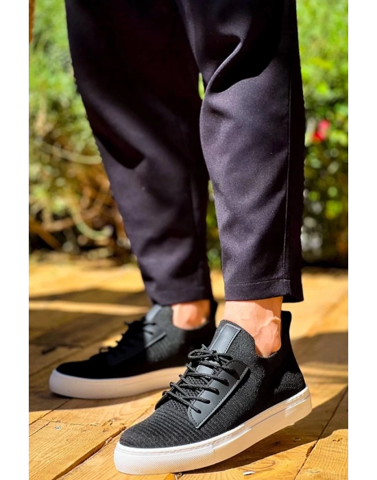 KB-110  Kuback BACK Siyah Triko Yüksek Taban Bağcıklı Günlük Erkek Ayakkabı