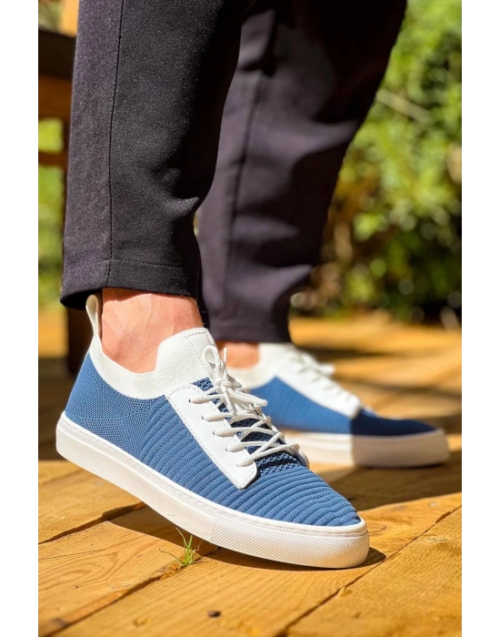 KB-110  Kuback Mavi Triko Yüksek Taban Bağcıklı Günlük Erkek Ayakkabı