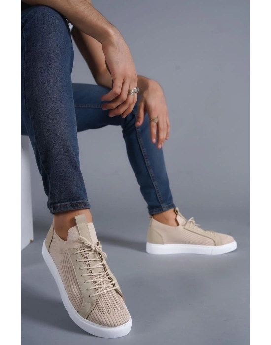 KB-112   Kuback Bej Triko Bağcıklı  Günlük Erkek  Ayakkabı