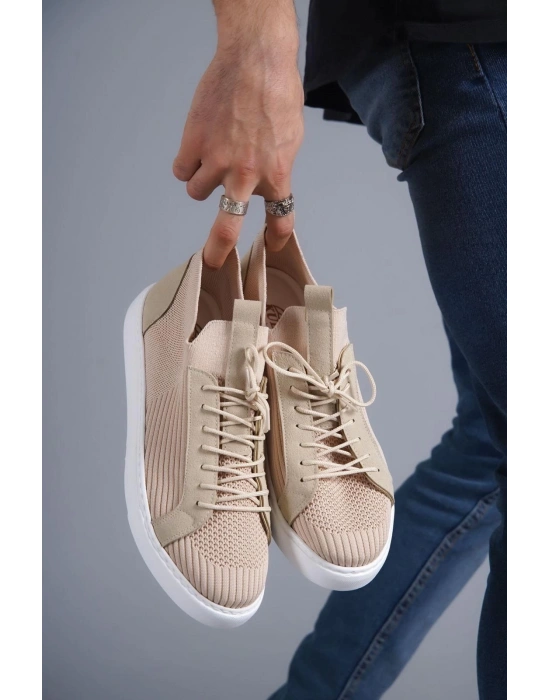 KB-112   Kuback Bej Triko Bağcıklı  Günlük Erkek  Ayakkabı