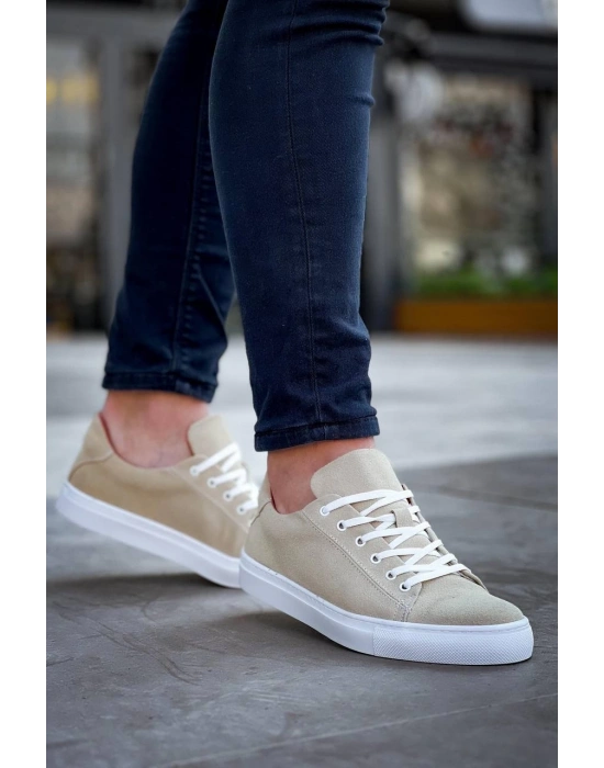 KB-122   Kuback Bej Süet Yüksek Taban Bağcıklı Günlük Erkek Ayakkabı