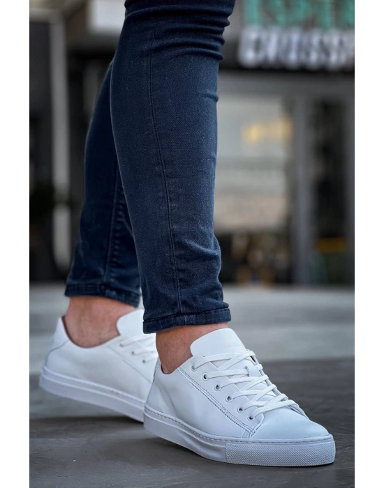 KB-122  Kuback Beyaz Cilt Yüksek Taban Bağcıklı Günlük Erkek Ayakkabı