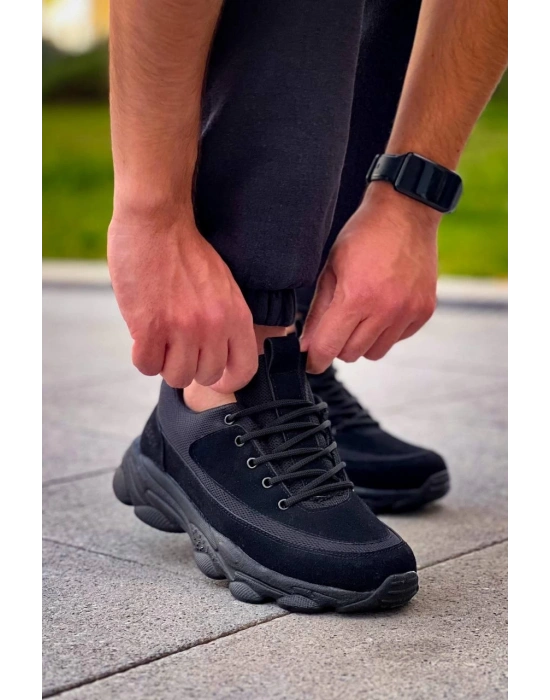 KB-707  Kuback  Siyah Süet Siyah Yüksek Taban Bağcıklı Günlük Erkek Ayakkabı