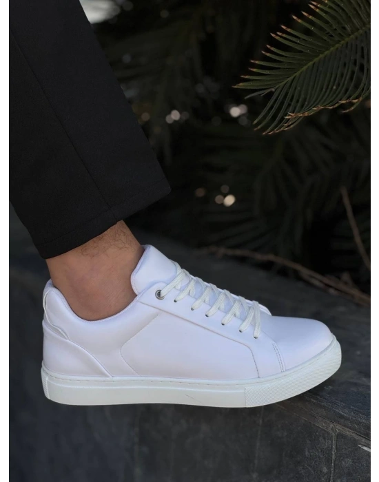 KB-BX1  Kuback Beyaz Cilt Yüksek Beyaz Taban Günlük Erkek Ayakkabı