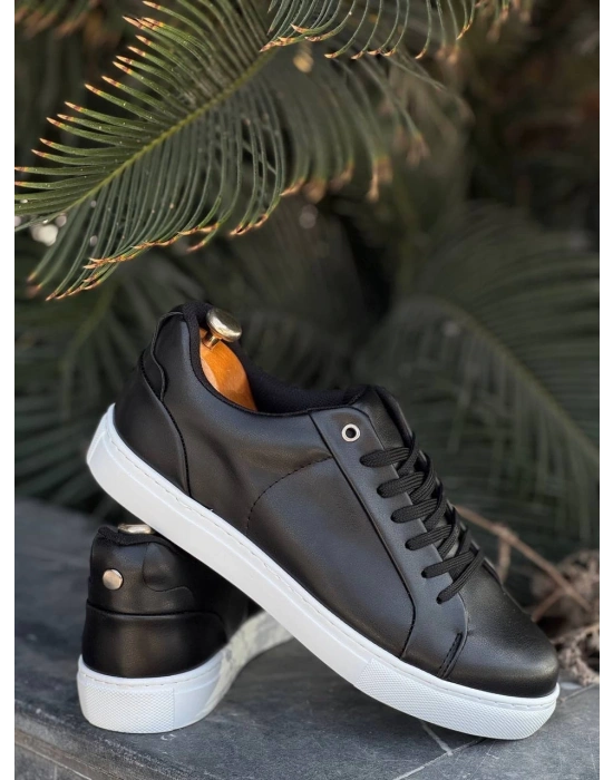 KB-BX1  Kuback Siyah Cilt Yüksek Beyaz Taban Günlük Erkek Ayakkabı