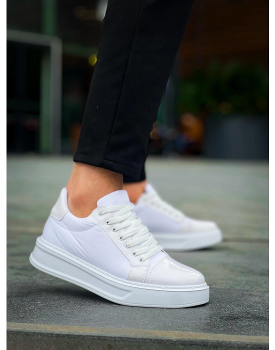 KB-X46 Kuback Beyaz Rugan Yüksek Beyaz Taban Günlük Spor Ayakkabı