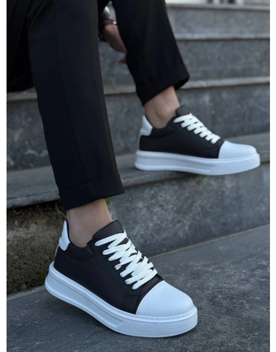 KB-X46 Kuback Siyah Beyaz Yüksek Beyaz Taban Günlük Spor Ayakkabı