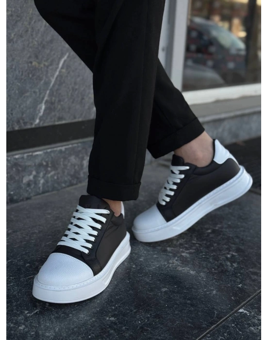 KB-X46 Kuback Siyah Beyaz Yüksek Beyaz Taban Günlük Spor Ayakkabı