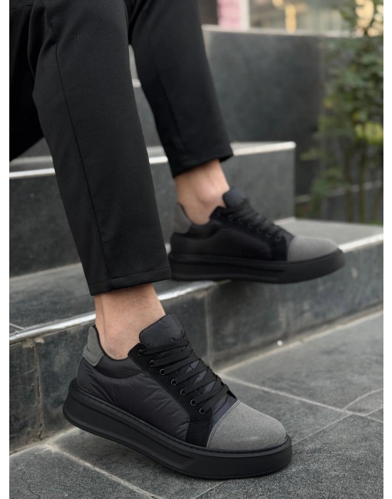 KB-X46 Kuback Siyah Gri Yüksek Siyah Taban Günlük Spor Ayakkabı