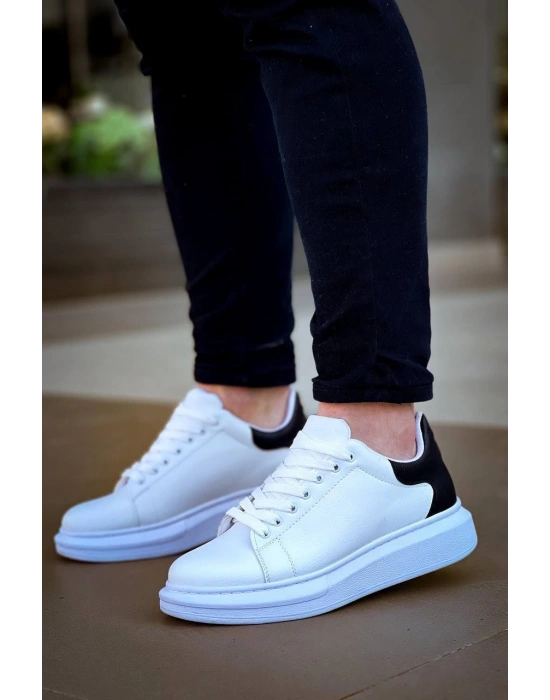 KB-X500  Kuback Bağcıklı Beyaz Siyah  Günlük Erkek Ayakkabı