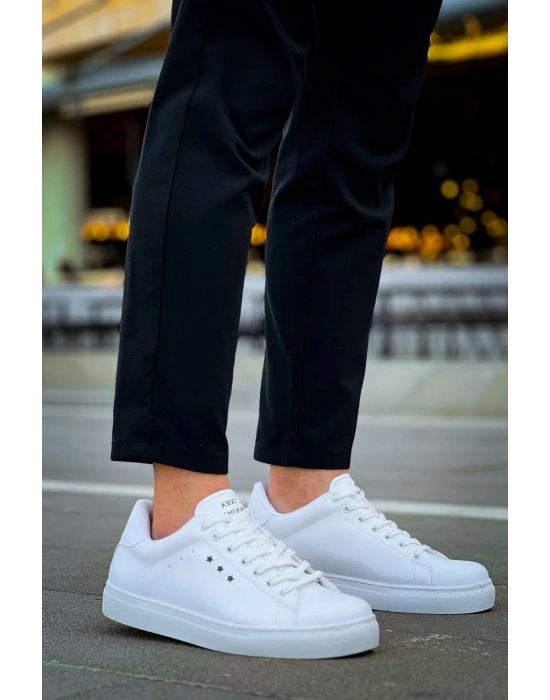 KB-X7  Kuback Beyaz Yüksek Taban Bağcıklı Günlük Erkek Ayakkabı