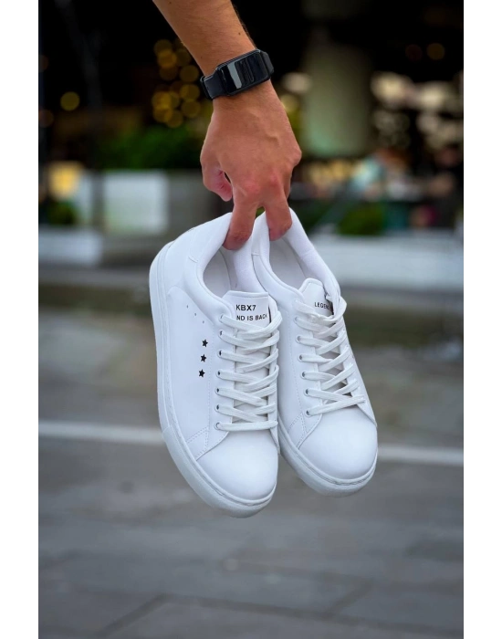 KB-X7  Kuback Beyaz Yüksek Taban Bağcıklı Günlük Erkek Ayakkabı