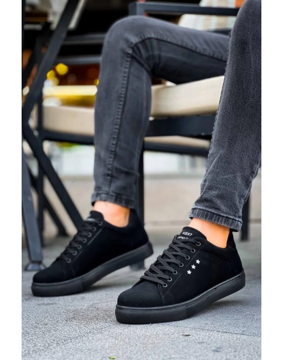 KB-X7  Kuback Siyah Süet Yüksek Siyah Taban Bağcıklı Günlük Erkek Ayakkabı