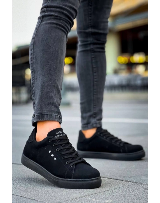 KB-X7  Kuback Siyah Süet Yüksek Siyah Taban Bağcıklı Günlük Erkek Ayakkabı