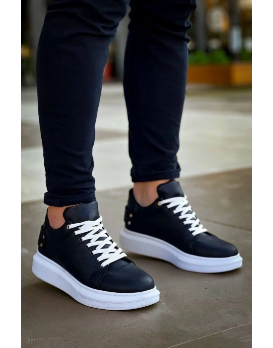 KB047  Kuback Siyah Cilt Günlük Erkek  Ayakkabı