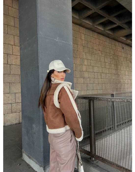 KUZU YUMOŞ KAPLAMA TAK ÇIKAR KOL CROP NUBUK KABAN