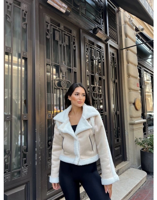 KUZU YUMOŞ KAPLAMA TAK ÇIKAR KOL CROP NUBUK KABAN