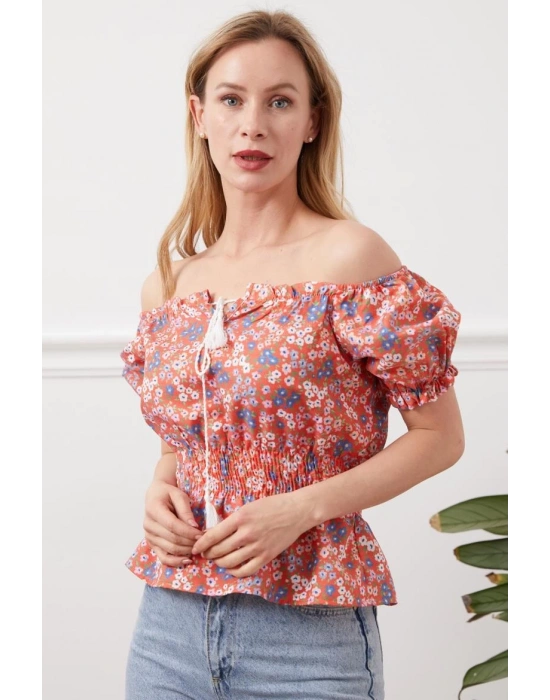 Madonna yaka çiçekli bluz