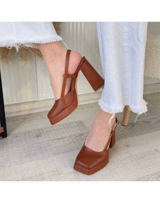 Mety Taba Cilt Topuklu Ayakkabı