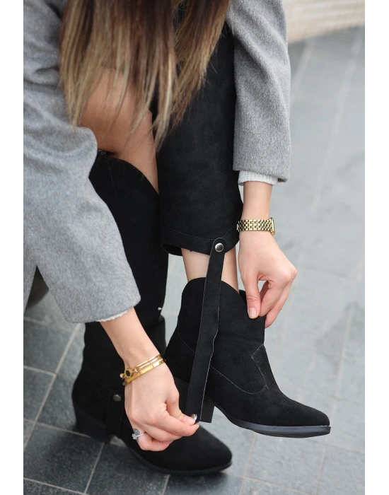 Milla Siyah Süet Tak Çıkar Topuklu Bot Ve Çizme