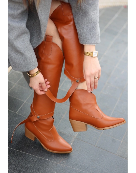 Milla Taba Cilt Tak Çıkar Topuklu Bot Ve Çizme