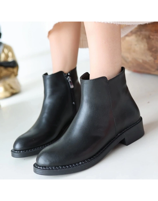 Moed Siyah Cilt Topuklu Bot