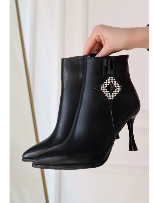 Moose Siyah Cilt Topuklu Bot