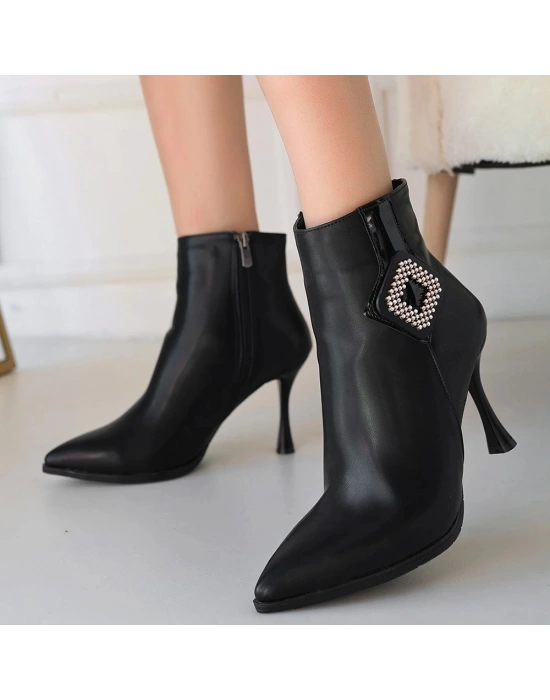 Moose Siyah Cilt Topuklu Bot