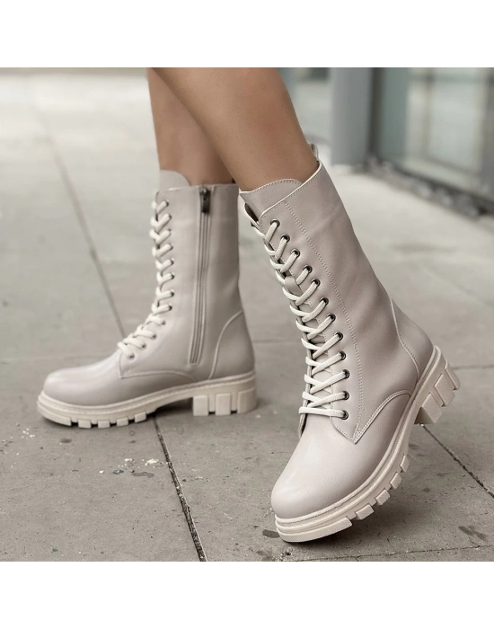 Nabah Bej Cilt Bağcıklı Bot