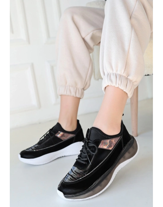 Nadio Siyah Rugan Bağcıklı Spor Ayakkabı