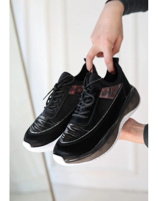 Nadio Siyah Rugan Bağcıklı Spor Ayakkabı