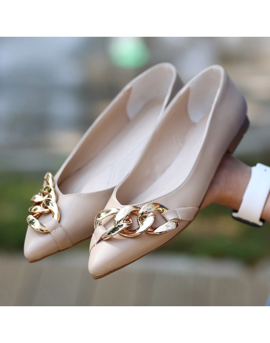 Popi Nude Cilt Zincirli Babet Ayakkabı