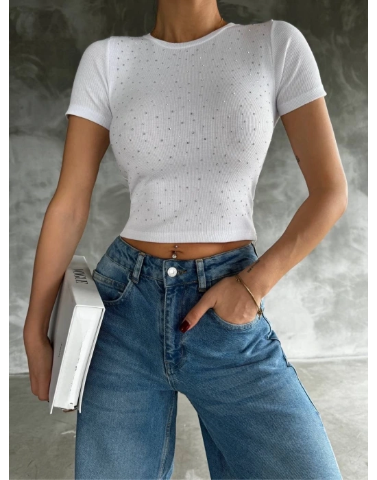 Taş baskılı kaş korse bluz