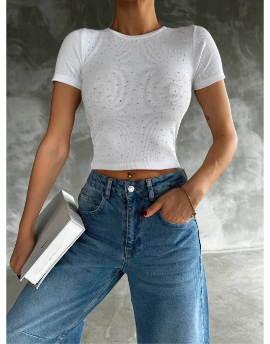 Taş baskılı kaş korse bluz