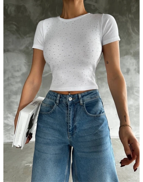 Taş baskılı kaş korse bluz