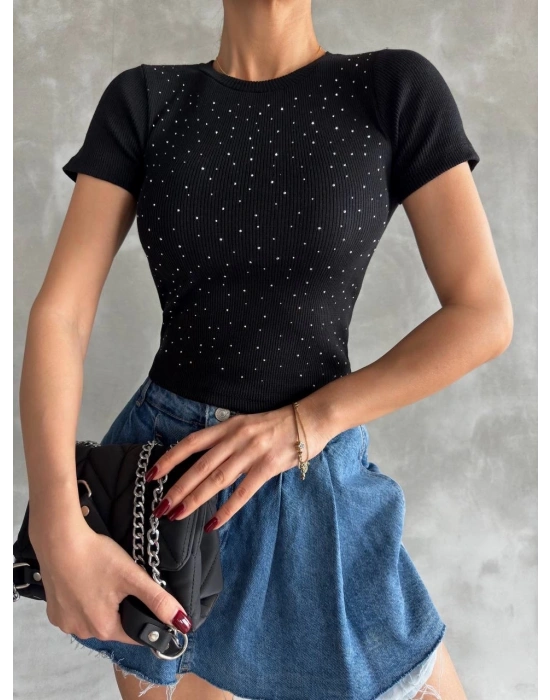 Taş baskılı kaş korse bluz