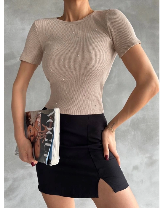 Taş baskılı kaş korse bluz