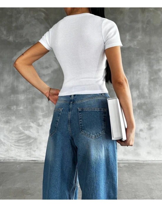 Taş baskılı kaş korse bluz