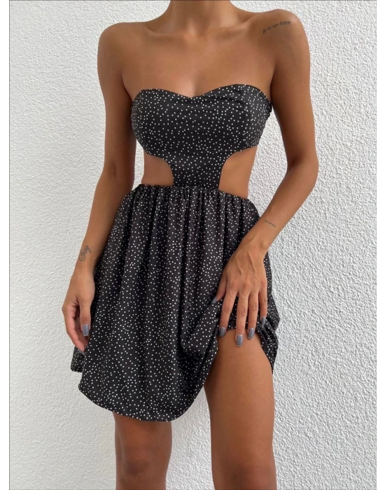 Taşlı straplez elbise