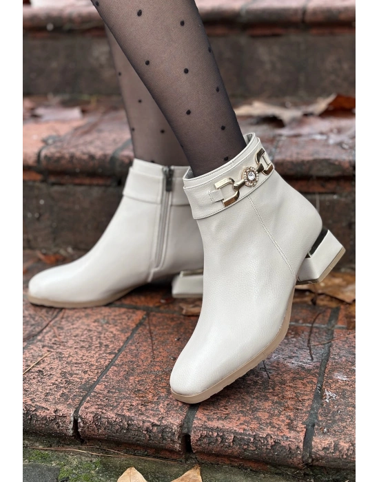 Terci Bej Cilt Topuklu Bot