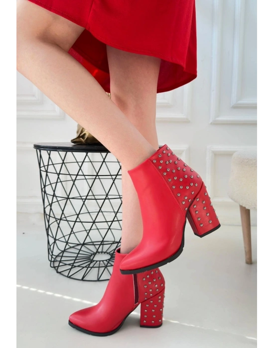 Yoont Kırmızı Cilt Topuklu Bot