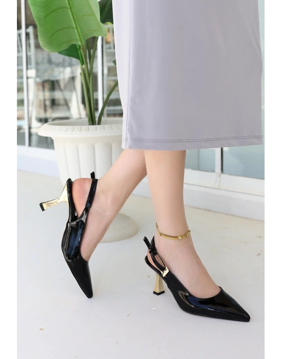 Zalin Siyah Rugan Topuklu Ayakkabı