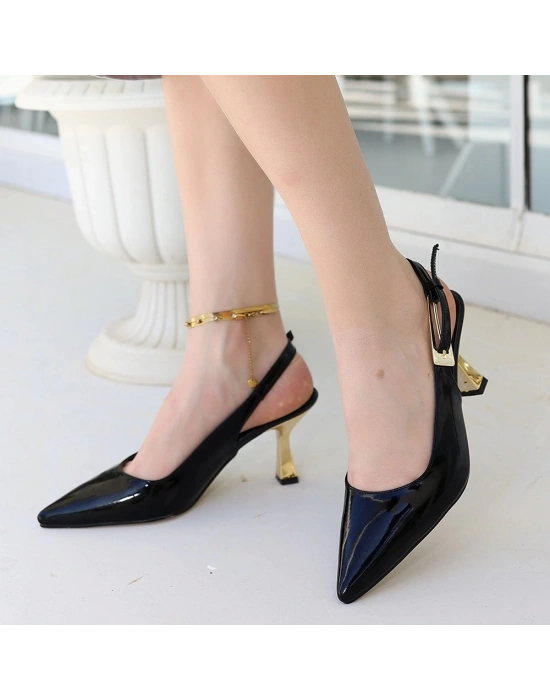 Zalin Siyah Rugan Topuklu Ayakkabı